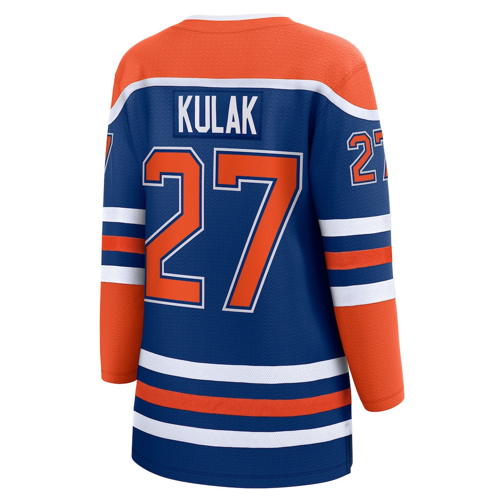 Brett Kulak 27 Edmonton Oilers Women's Home Breakaway Jersey - Orange/Royal
