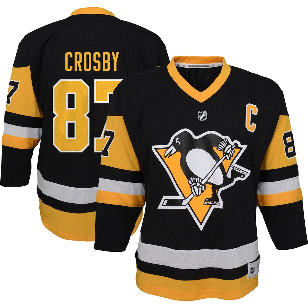 Sidney Crosby 87 Pittsburgh Penguins YOUTH Captain Patch Home Player Jersey - Black