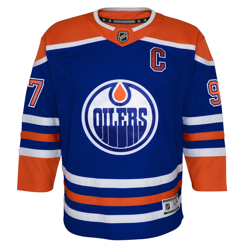 Connor McDavid 97 Edmonton Oilers Youth Home Player Jersey - Orange/Royal