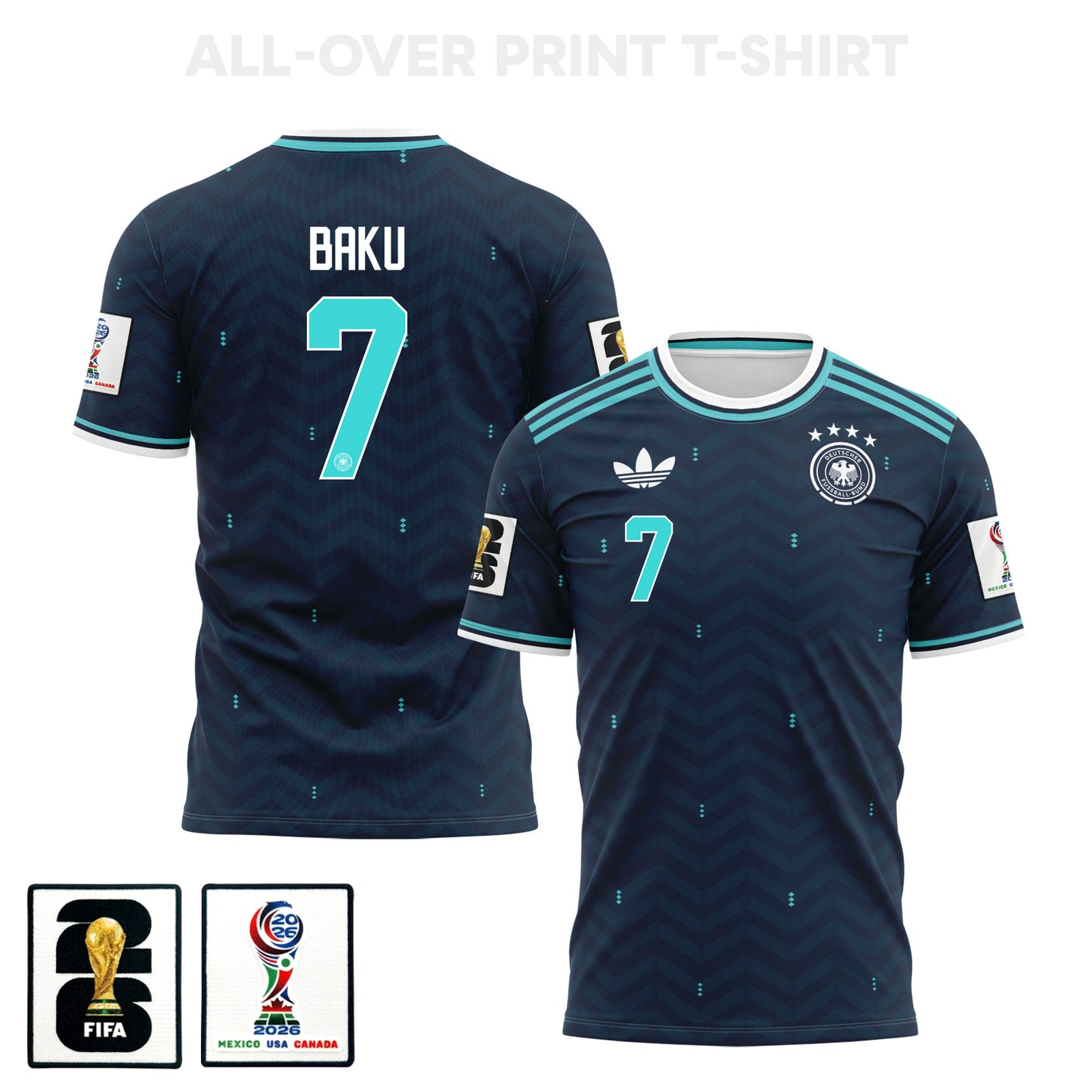 Bote Baku 7 Germany 2026 Away 3D T-Shirt Fully Printed – Unisex, Navy