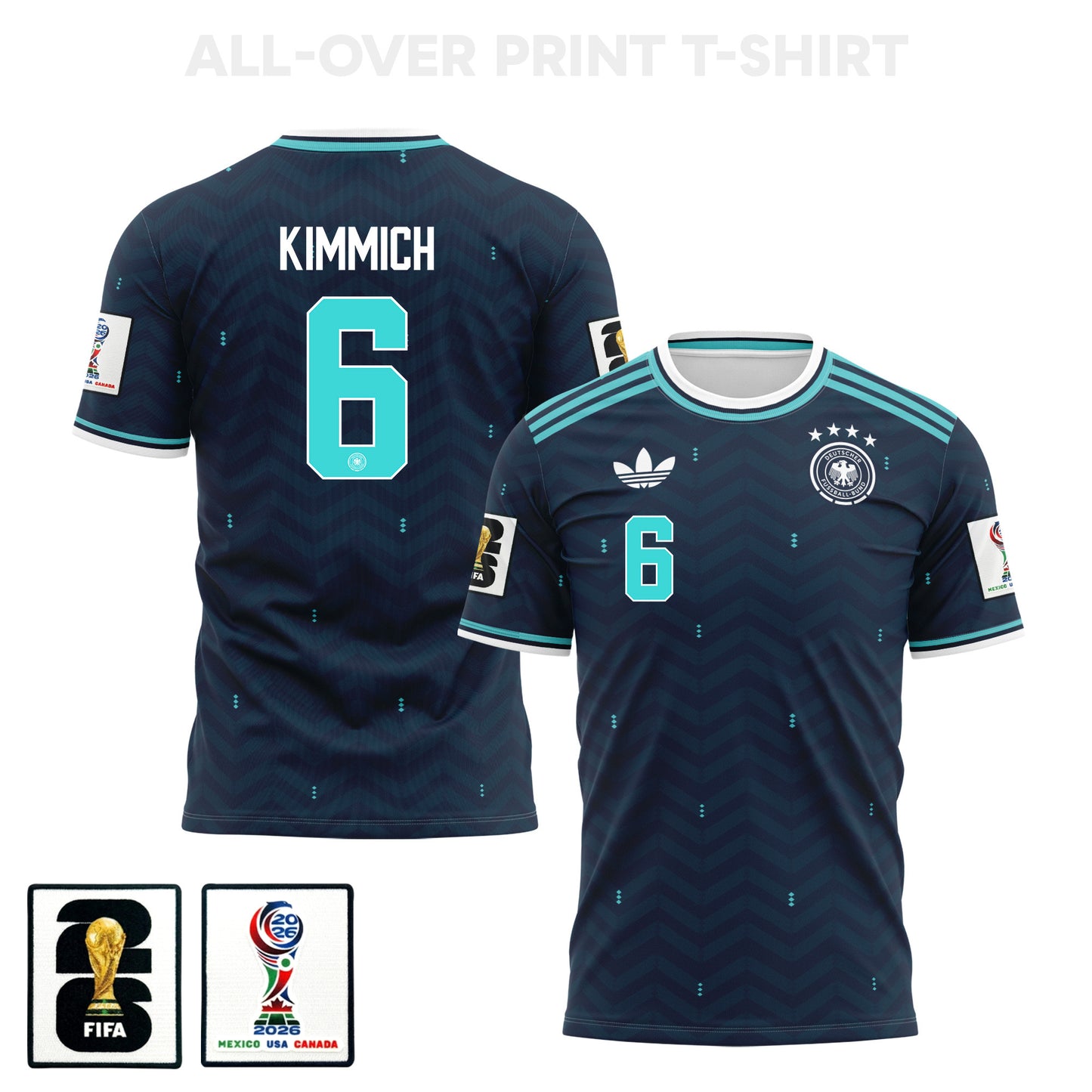 Joshua Kimmich 6 Germany 2026 Away 3D T-Shirt Fully Printed – Unisex, Navy