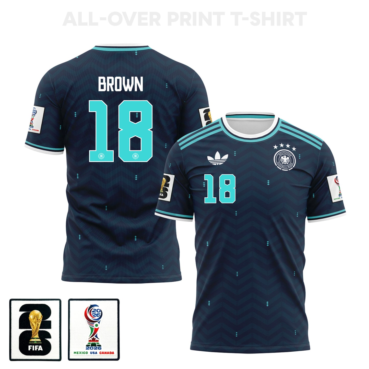 Nathaniel Brown 18 Germany 2026 Away 3D T-Shirt Fully Printed – Unisex, Navy