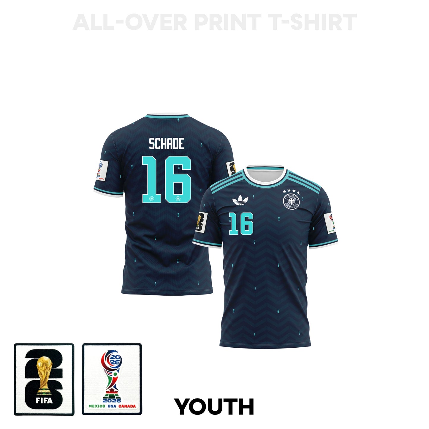 Kevin Schade 16 Youth Germany 2026 Away 3D T-shirt Fully Printed – Navy