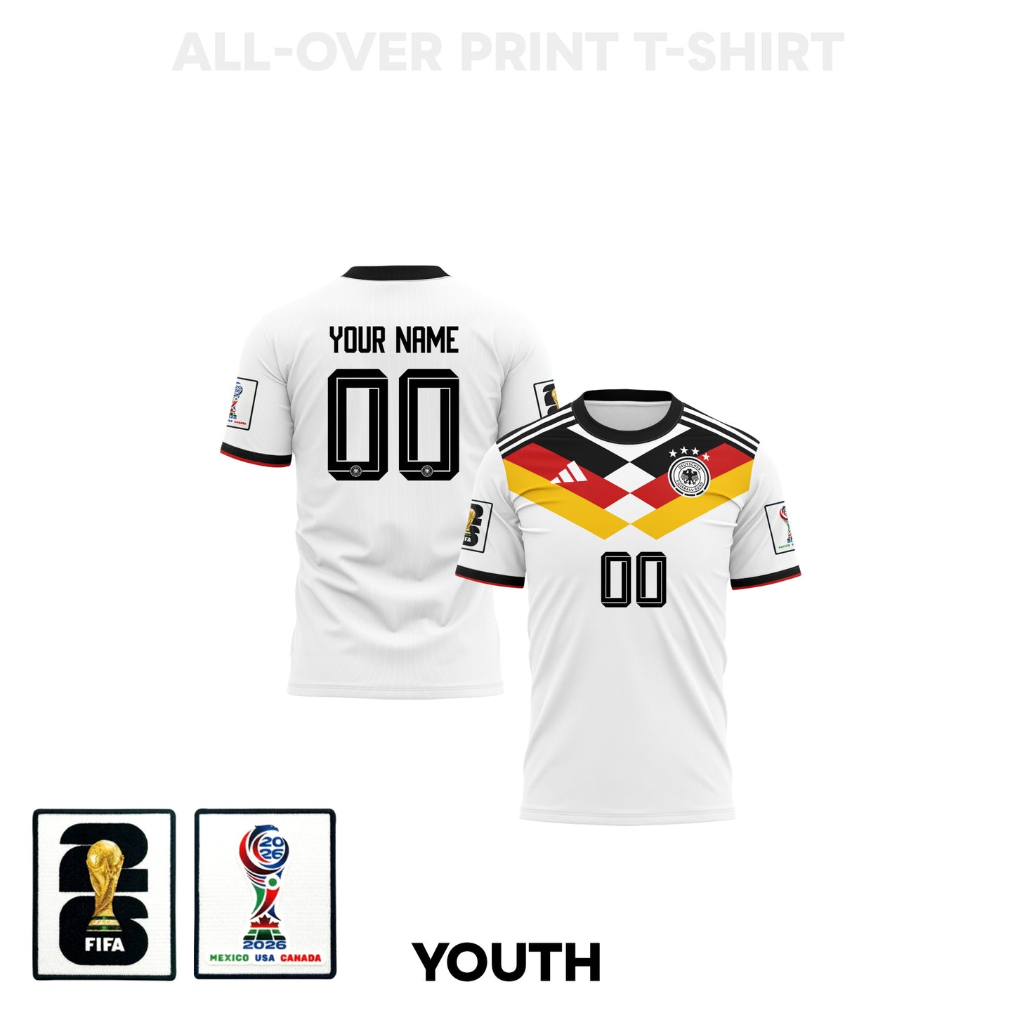 Germany 2026 Home 3D T-shirt Fully Printed – Personalized - White
