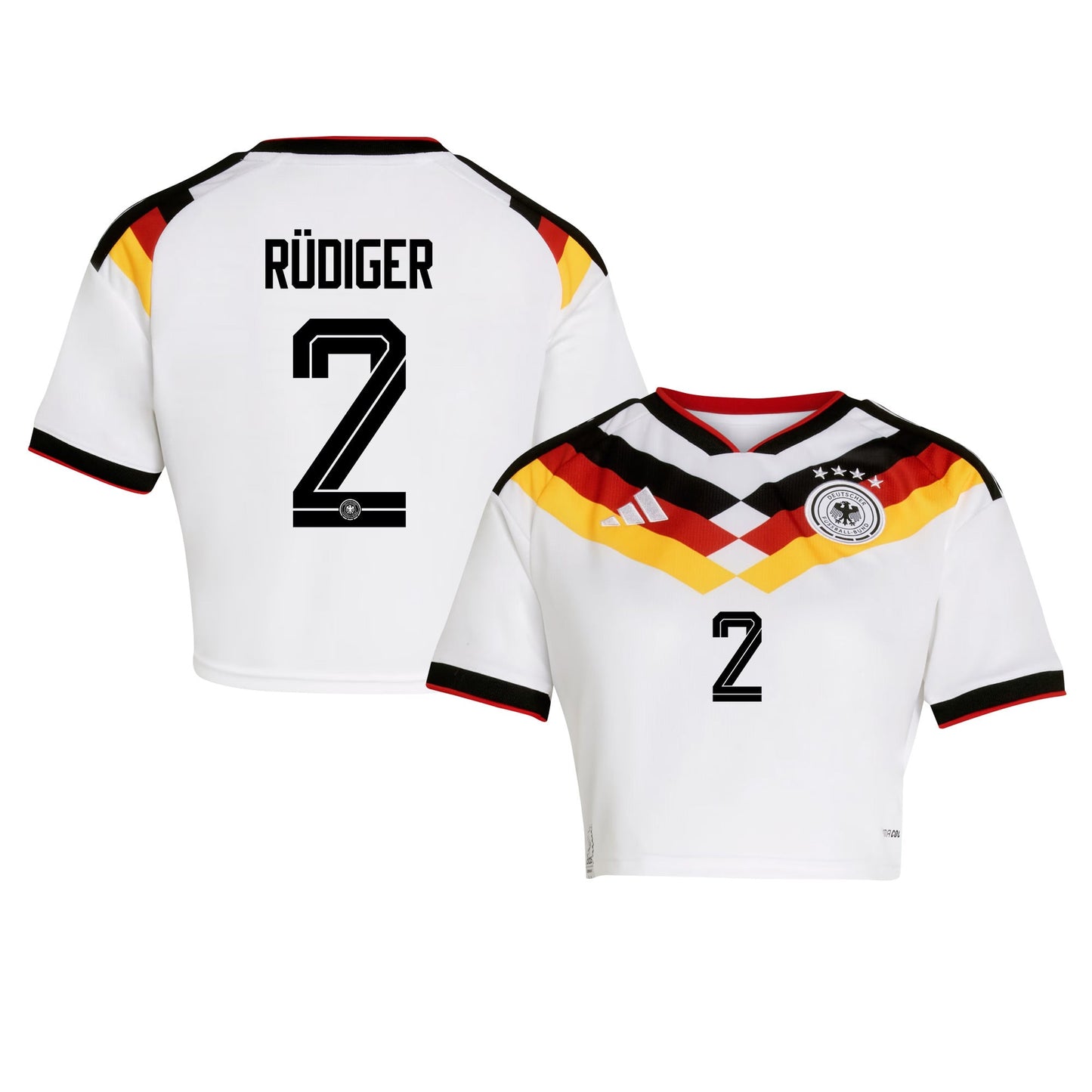 Antonio Rüdiger 2 Germany 2026 Home Women's Cropped Jersey - White