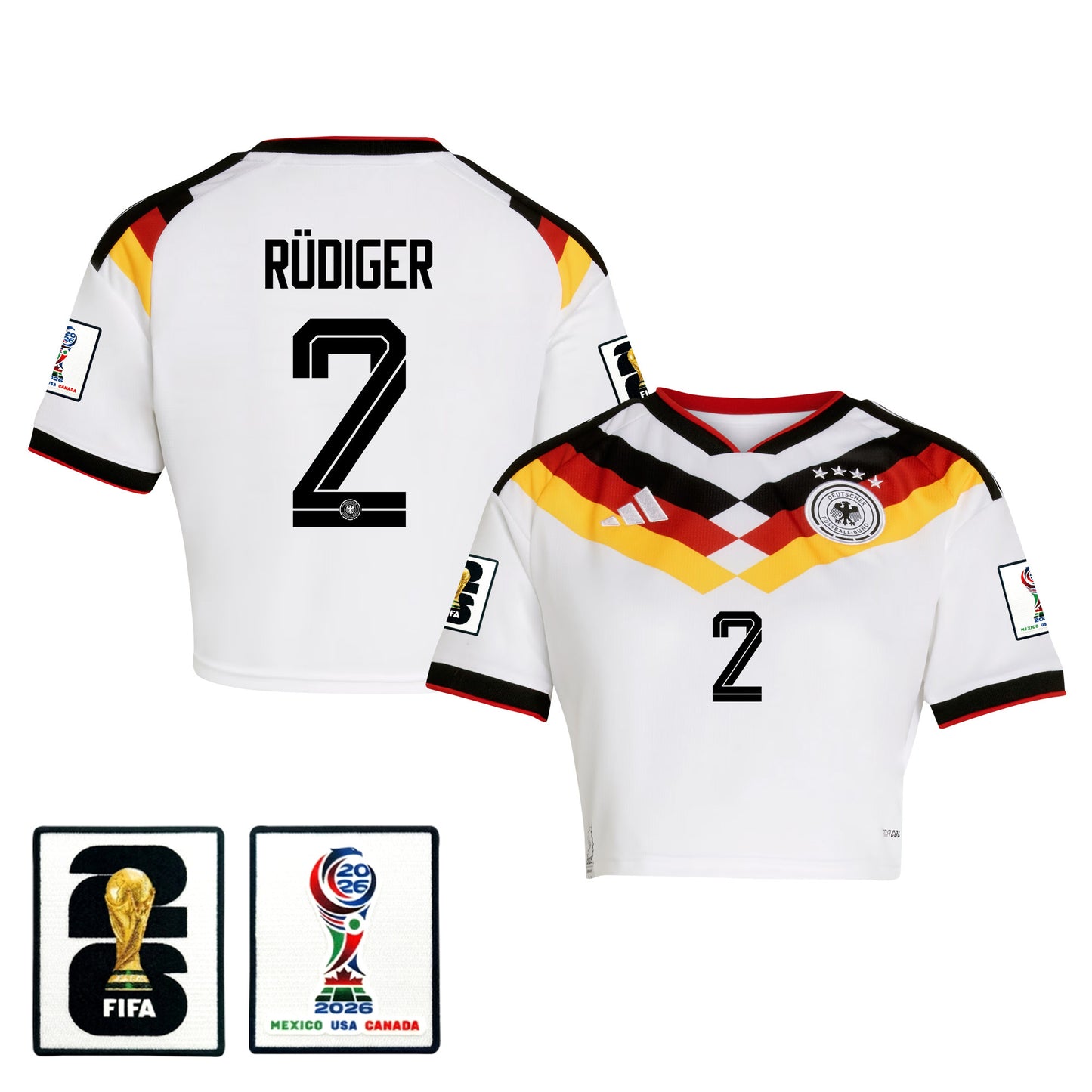 Antonio Rüdiger 2 Germany 2026 Home Women's Cropped Jersey - White
