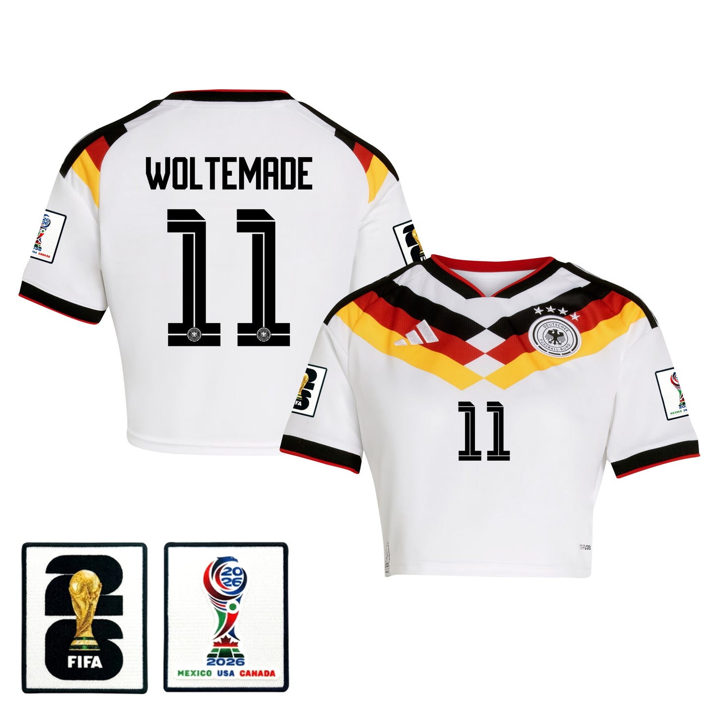 Nick Woltemade 11 Germany 2026 Home Women's Cropped Jersey - White