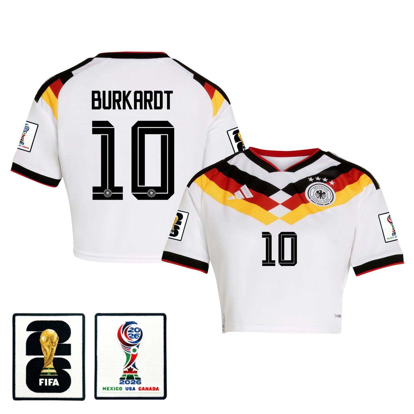 Jonathan Burkardt 10 Germany 2026 Home Women's Cropped Jersey - White