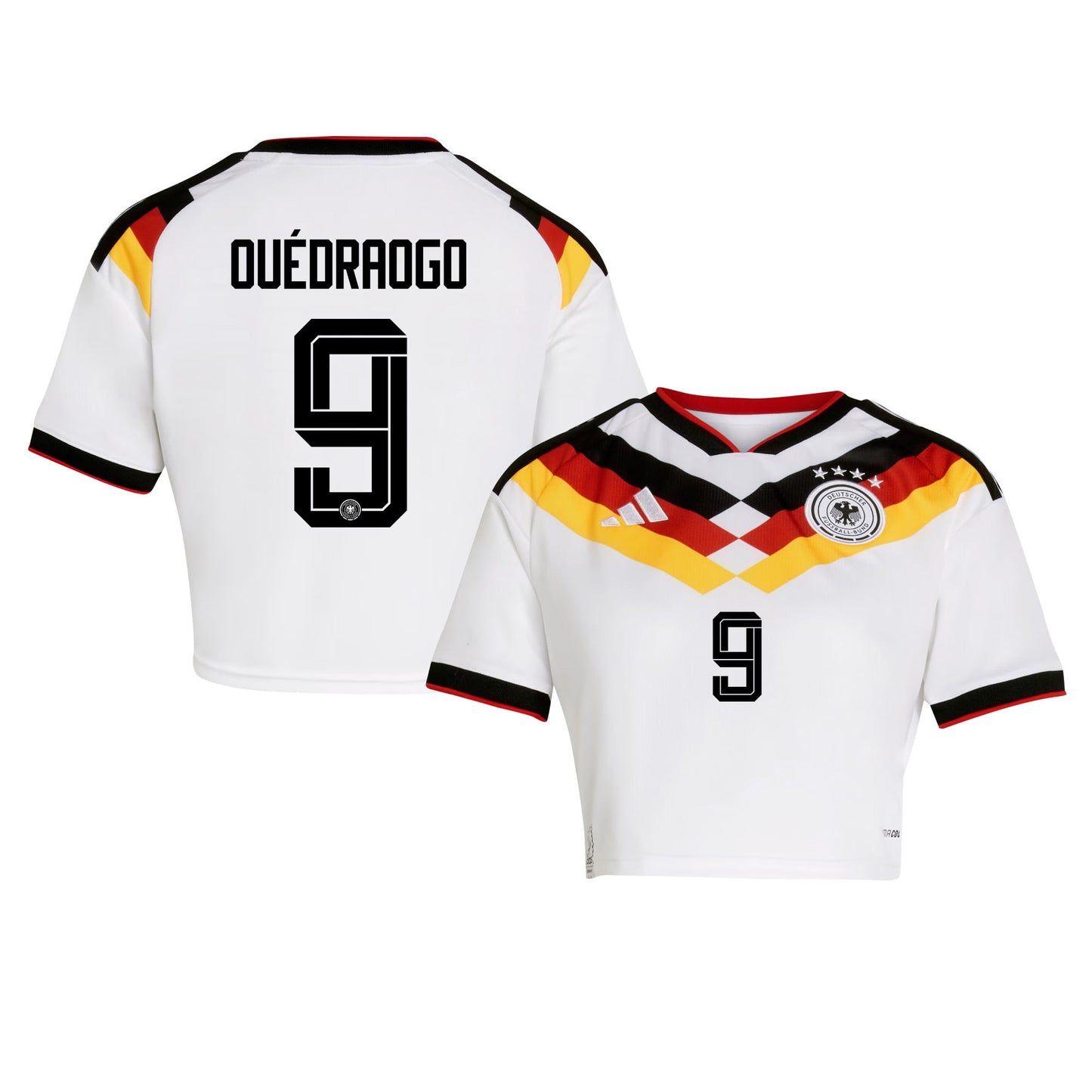 Assan Ouédraogo 9 Germany 2026 Home Women's Cropped Jersey - White