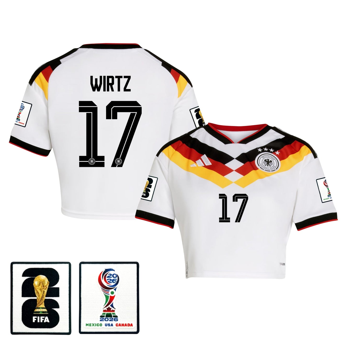 Florian Wirtz 17 Germany 2026 Home Women's Cropped Jersey - White