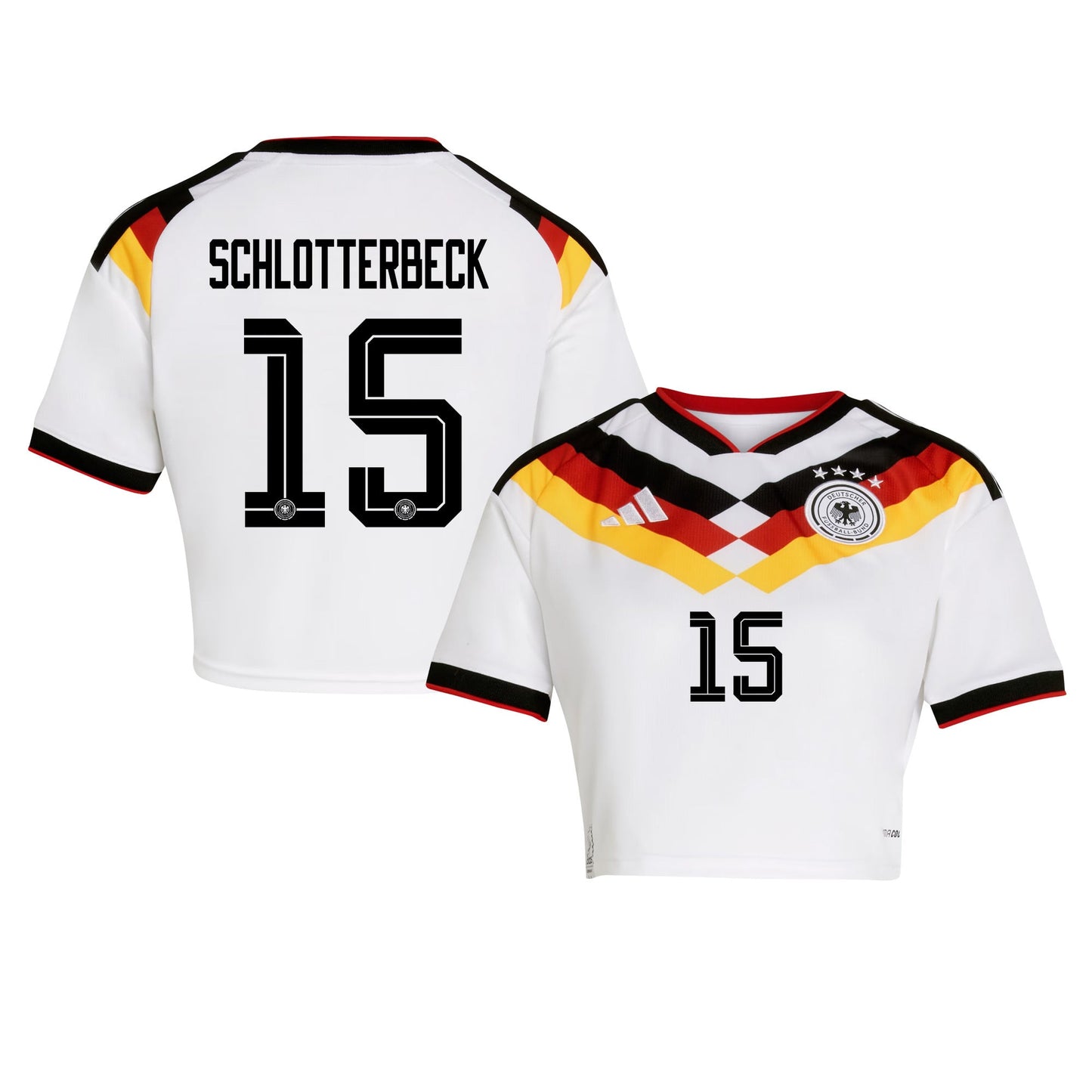 Nico Schlotterbeck 15 Germany 2026 Home Women's Cropped Jersey - White