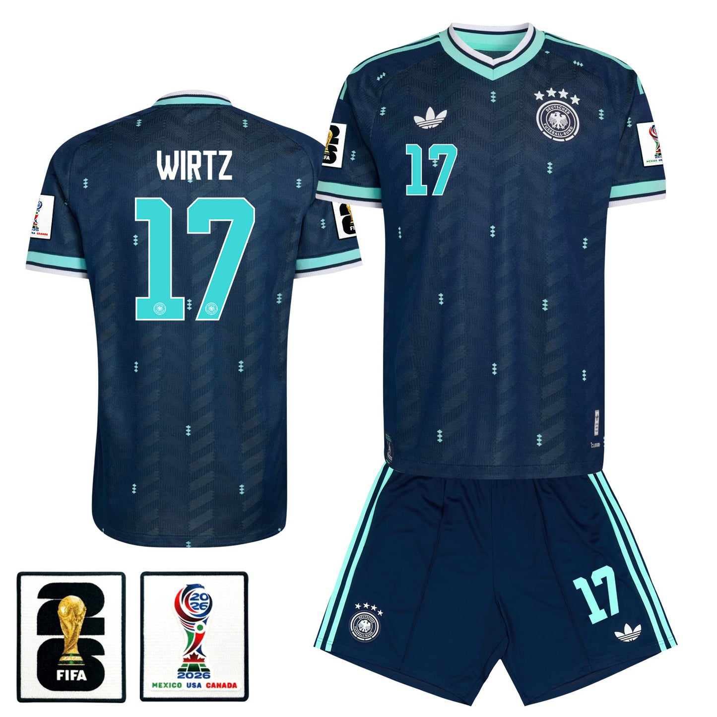 Florian Wirtz 17 Germany 2026 Away Men Jersey & Shorts Set – Navy