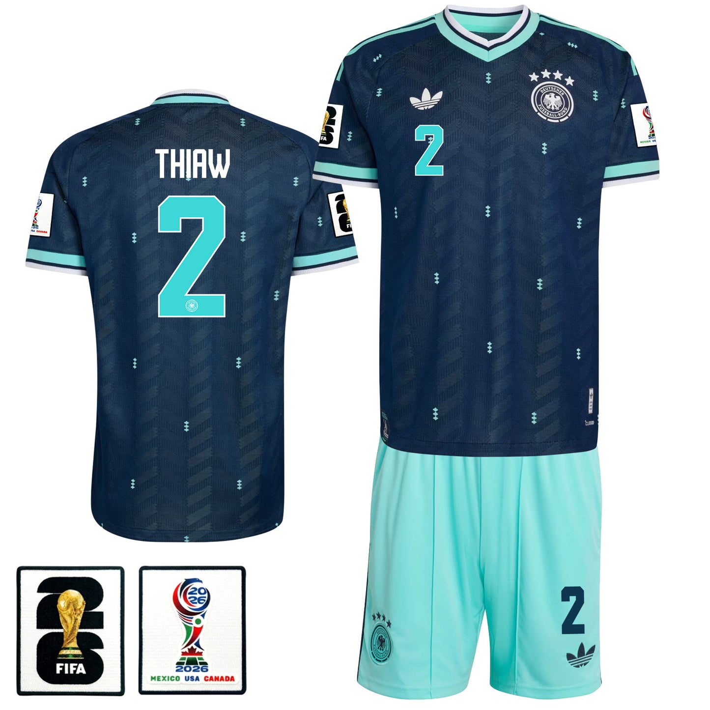 Malick Thiaw 2 Germany 2026 Away Men Jersey & Shorts Set – Navy & Aqua
