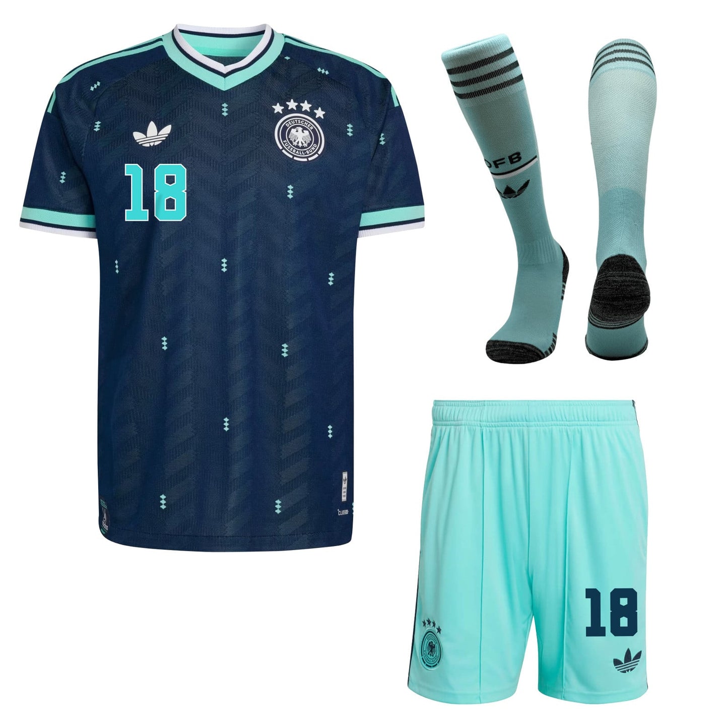 Nathaniel Brown 18 Germany 2026 Away Men Kit Set – Navy & Aqua
