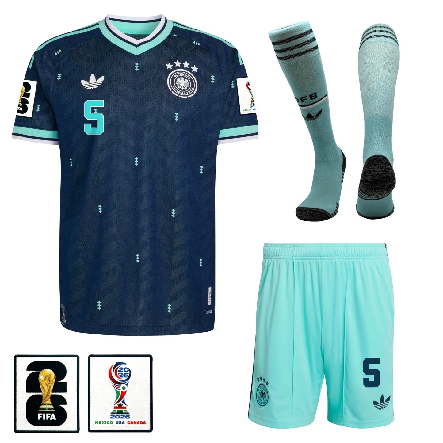 Aleksandar Pavlović 5 Germany 2026 Away Men Kit Set – Navy & Aqua