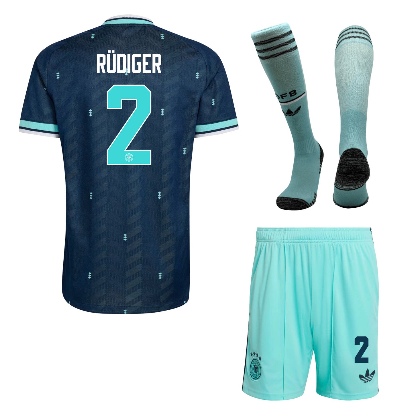 Antonio Rüdiger 2 Germany 2026 Away Men Kit Set – Navy & Aqua