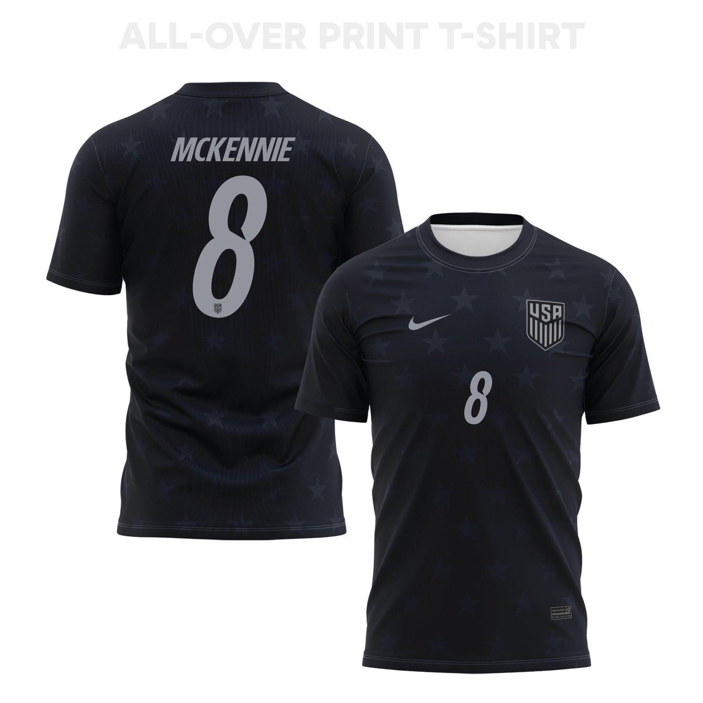 Weston McKennie 8 USMNT 2026 Away 3D T-Shirt Fully Printed – Unisex, Black