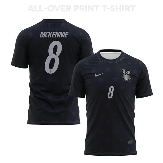 Weston McKennie 8 USMNT 2026 Away 3D T-Shirt Fully Printed – Unisex, Black