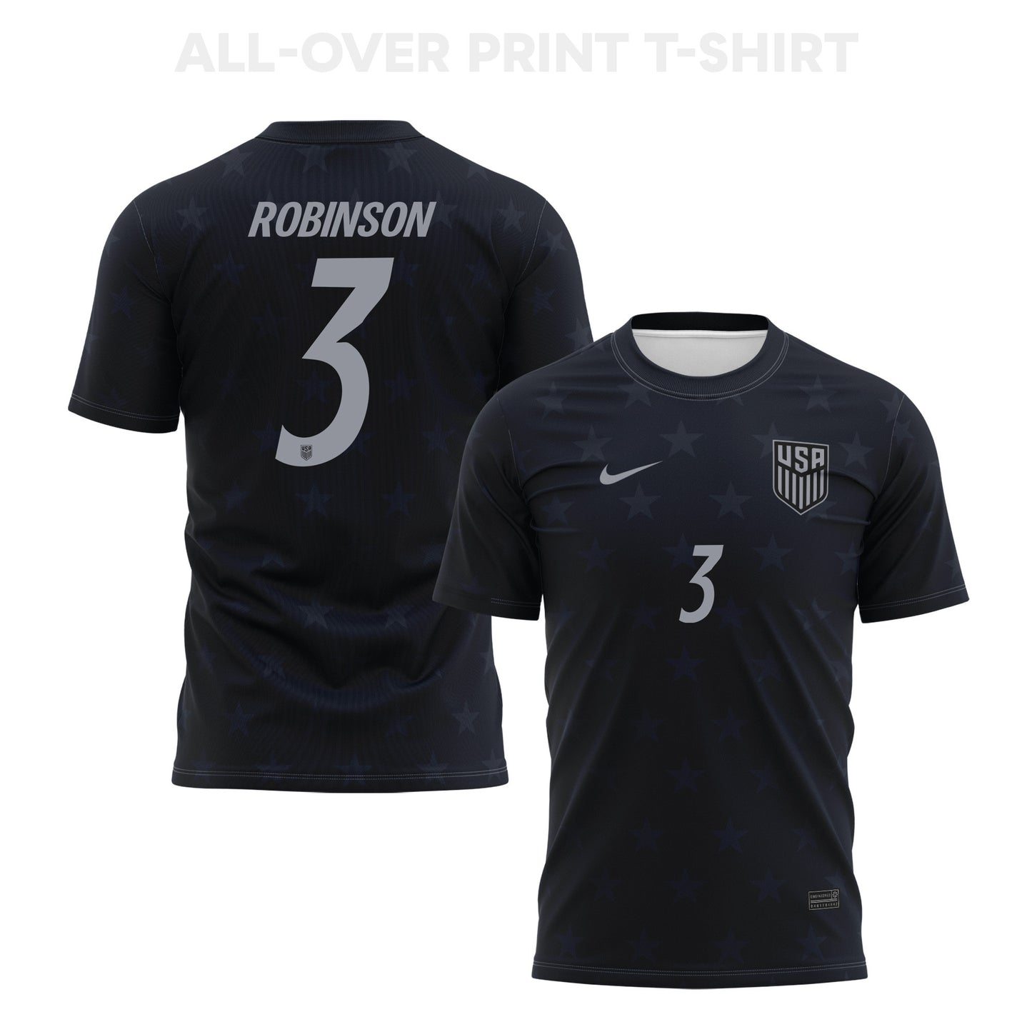 Antonee Robinson 3 USMNT 2026 Away 3D T-Shirt Fully Printed – Unisex, Black