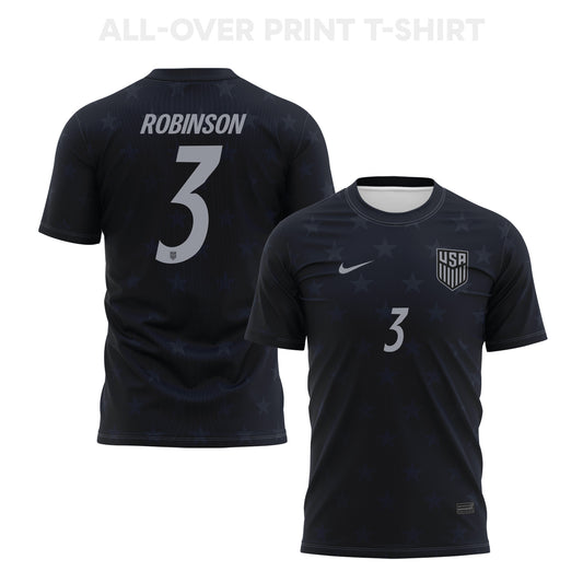 Antonee Robinson 3 USMNT 2026 Away 3D T-Shirt Fully Printed – Unisex, Black