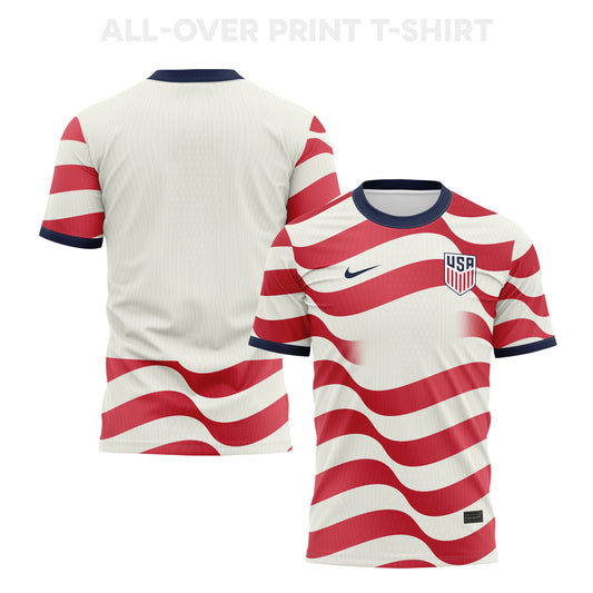 USMNT 2026 Home 3D T-Shirt Fully Printed – Unisex, White/Red
