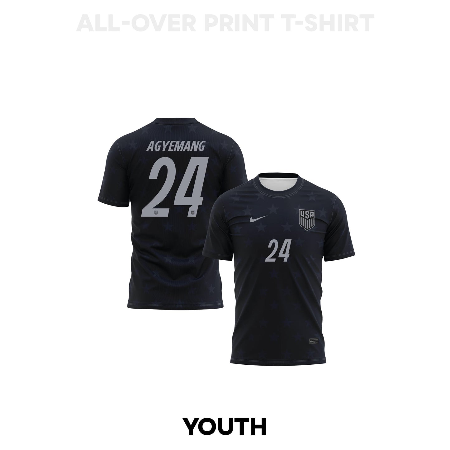 Patrick Agyemang 24 Youth USMNT 2026 Away 3D T-shirt Fully Printed – Black