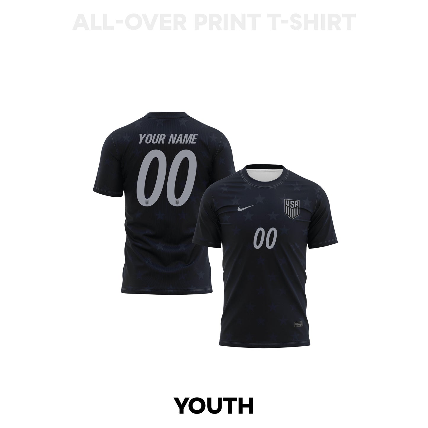 USMNT 2026 Youth Away 3D T-shirt Fully Printed – Personalized – Black