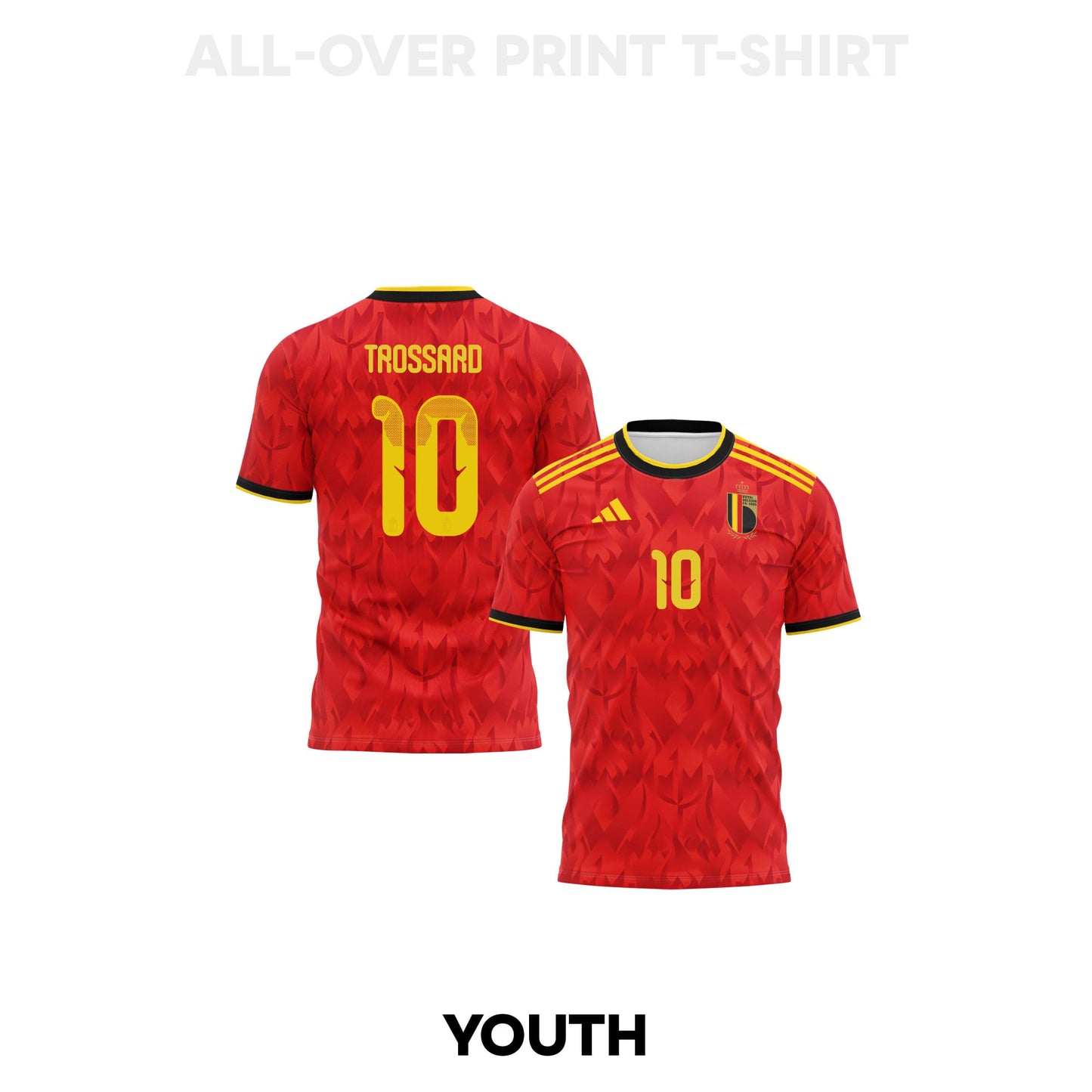 Leandro Trossard 10 Youth Belgium 2026 Home 3D T-shirt Fully Printed – Red