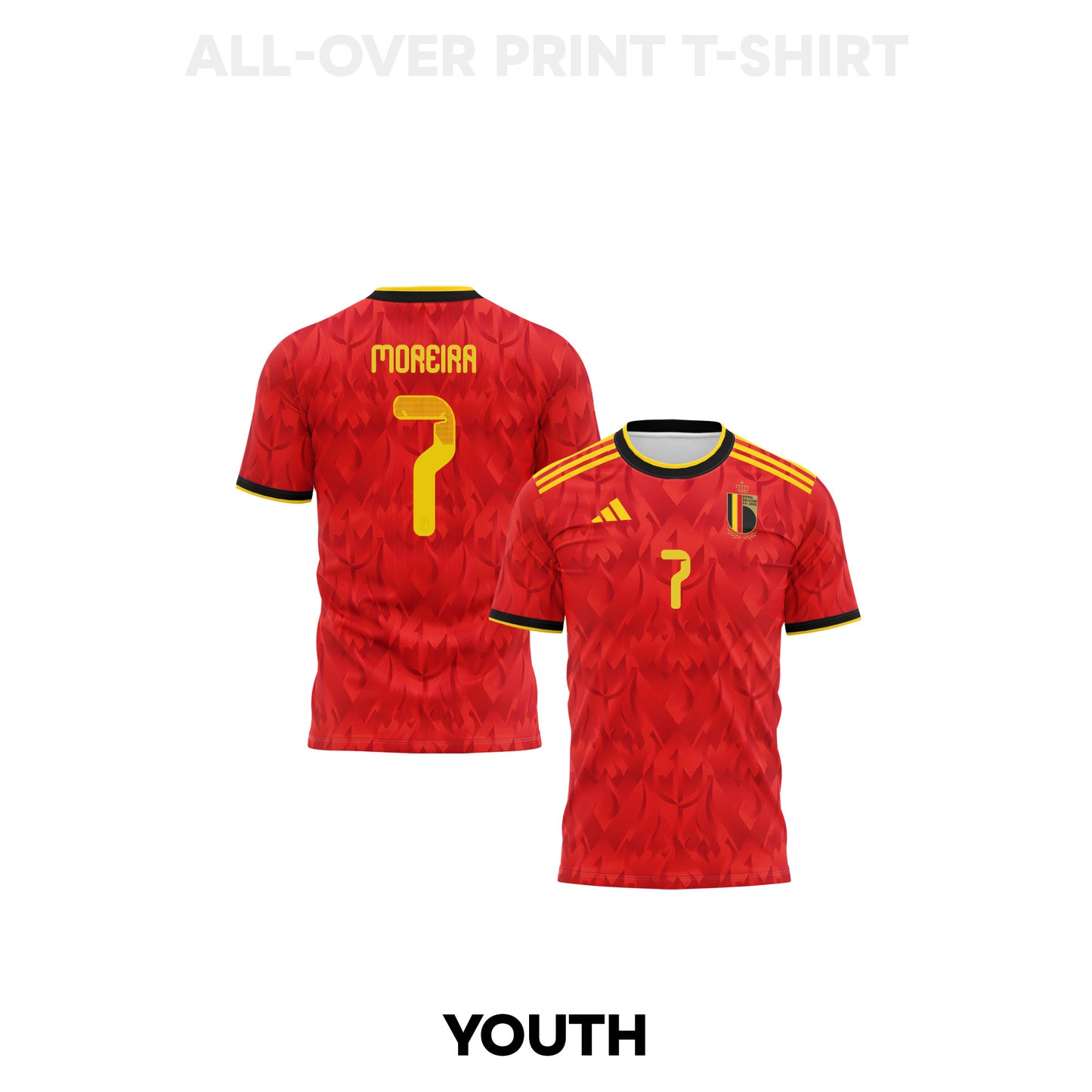 Diego Moreira 7 Youth Belgium 2026 Home 3D T-shirt Fully Printed – Red