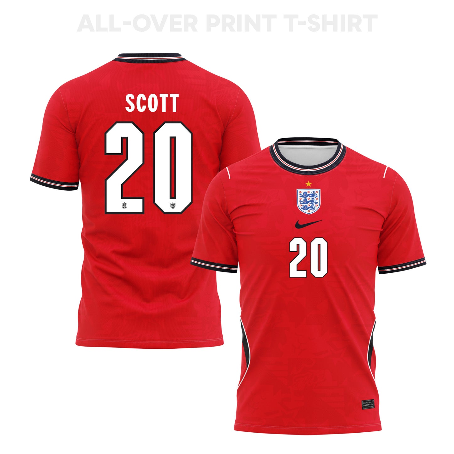 Alex Scott 20 England 2026 Away 3D T-Shirt Fully Printed – Unisex, Red