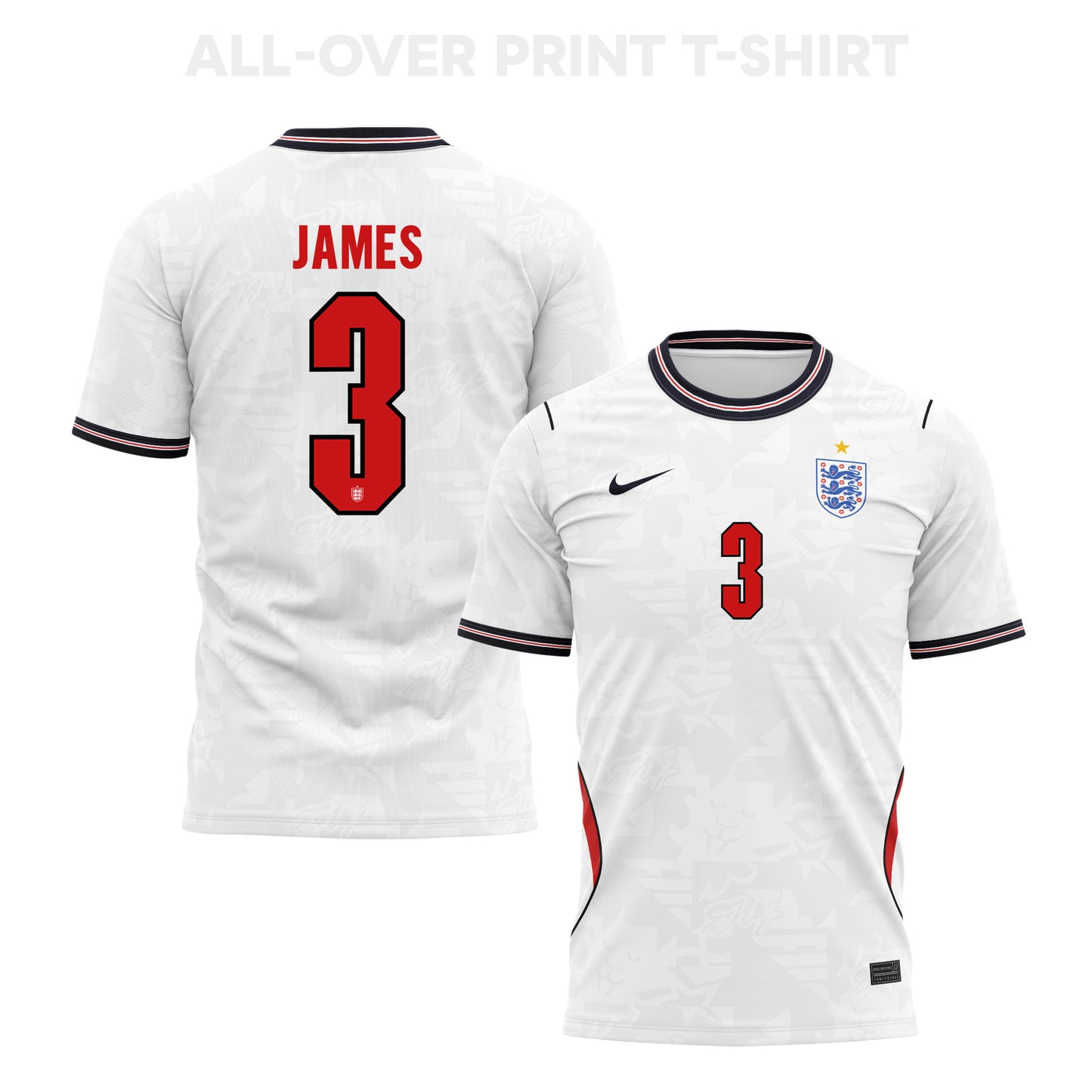 Reece James 3 England 2026 Home 3D T-Shirt Fully Printed – Unisex, White