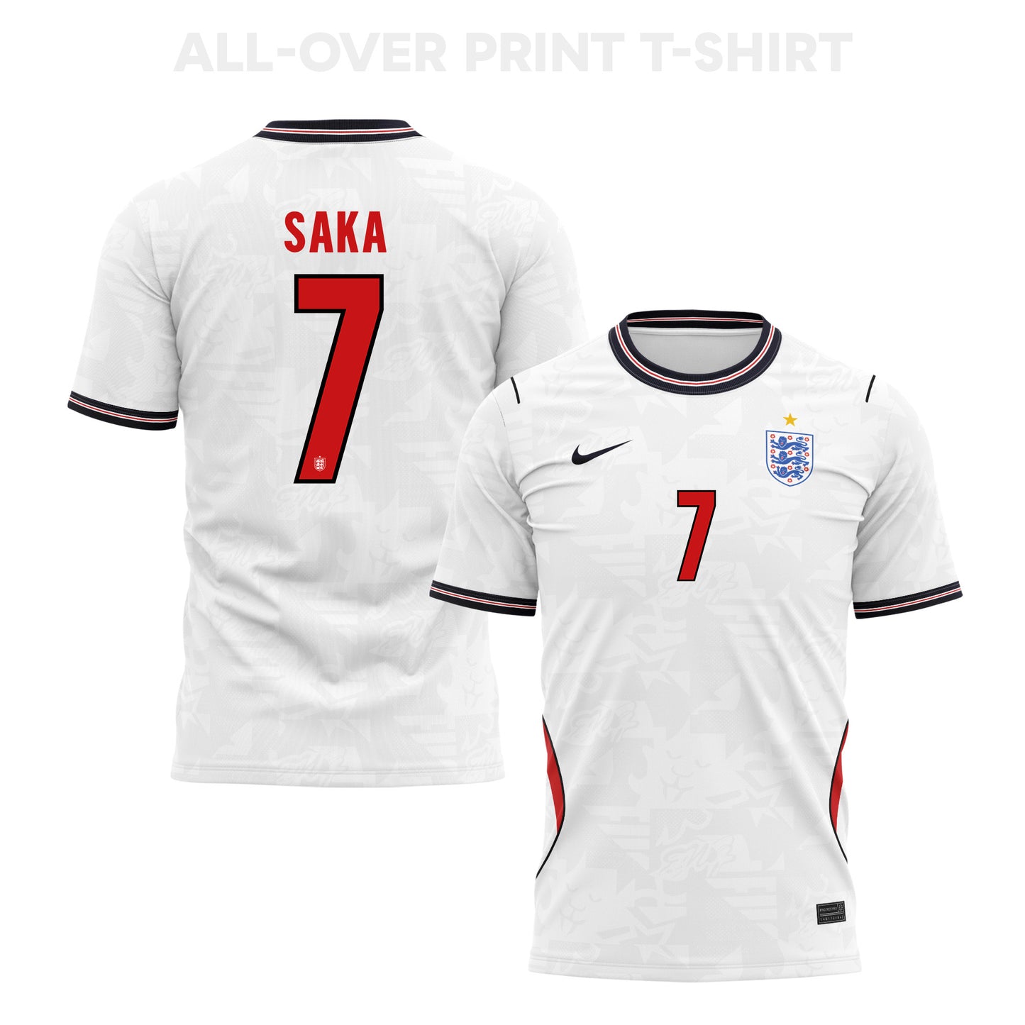 Bukayo Saka 7 England 2026 Home 3D T-Shirt Fully Printed – Unisex, White
