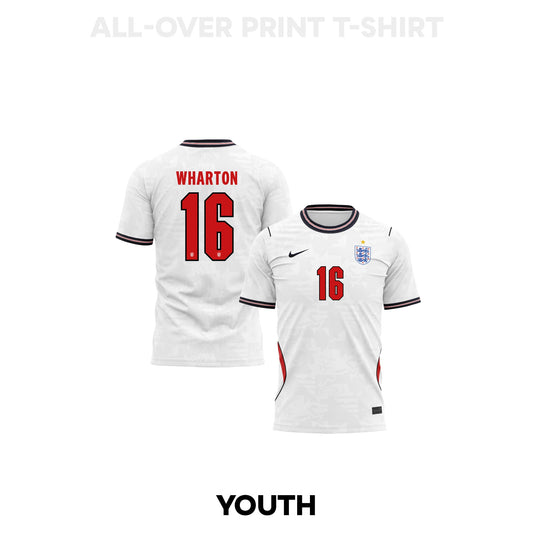 Adam Wharton 16 Youth England 2026 Home 3D T-shirt Fully Printed – White
