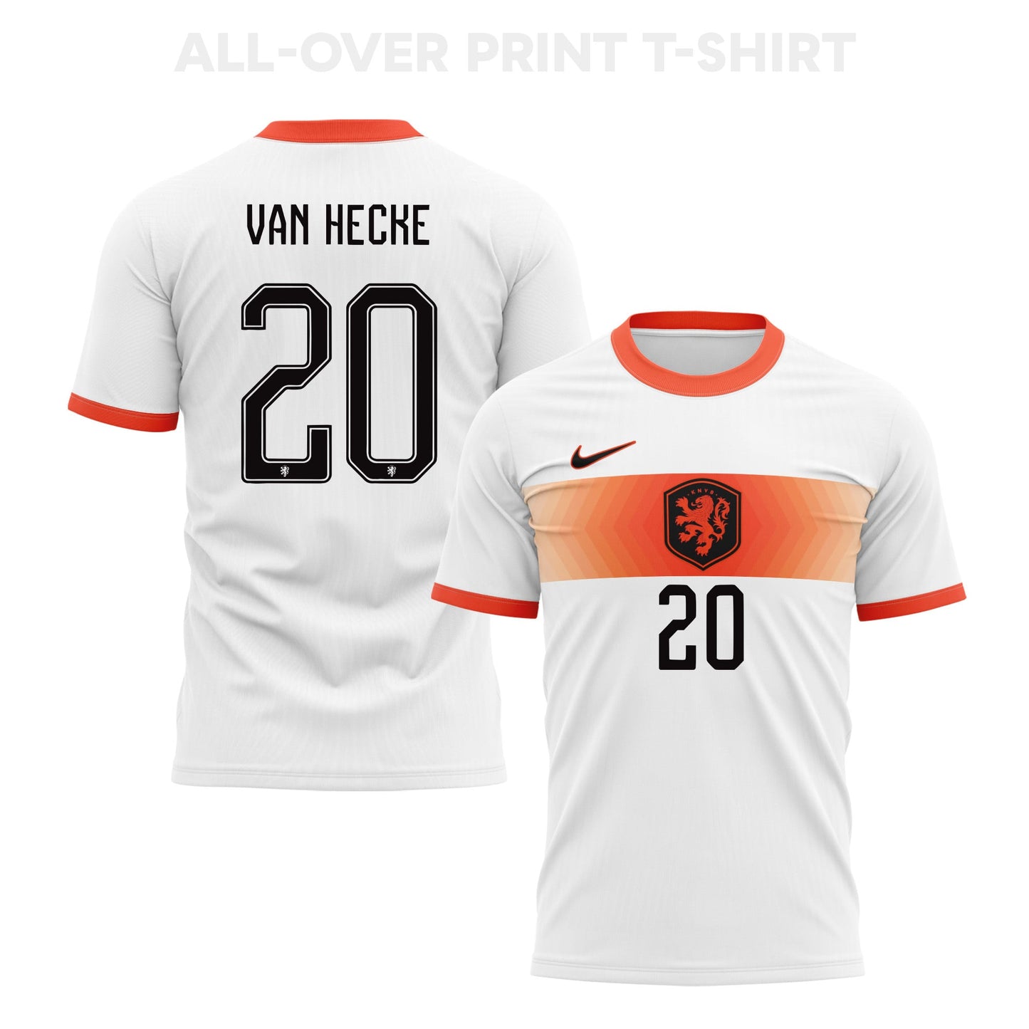 Jan Paul van Hecke 20 Netherlands 2026 Away 3D T-Shirt Fully Printed – Unisex, White