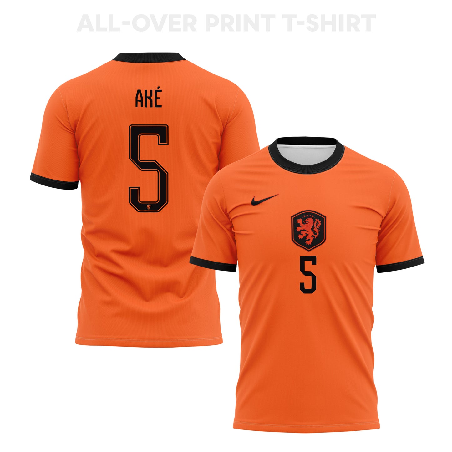Nathan Aké 5 Netherlands 2026 Home 3D T-Shirt Fully Printed – Unisex, Orange