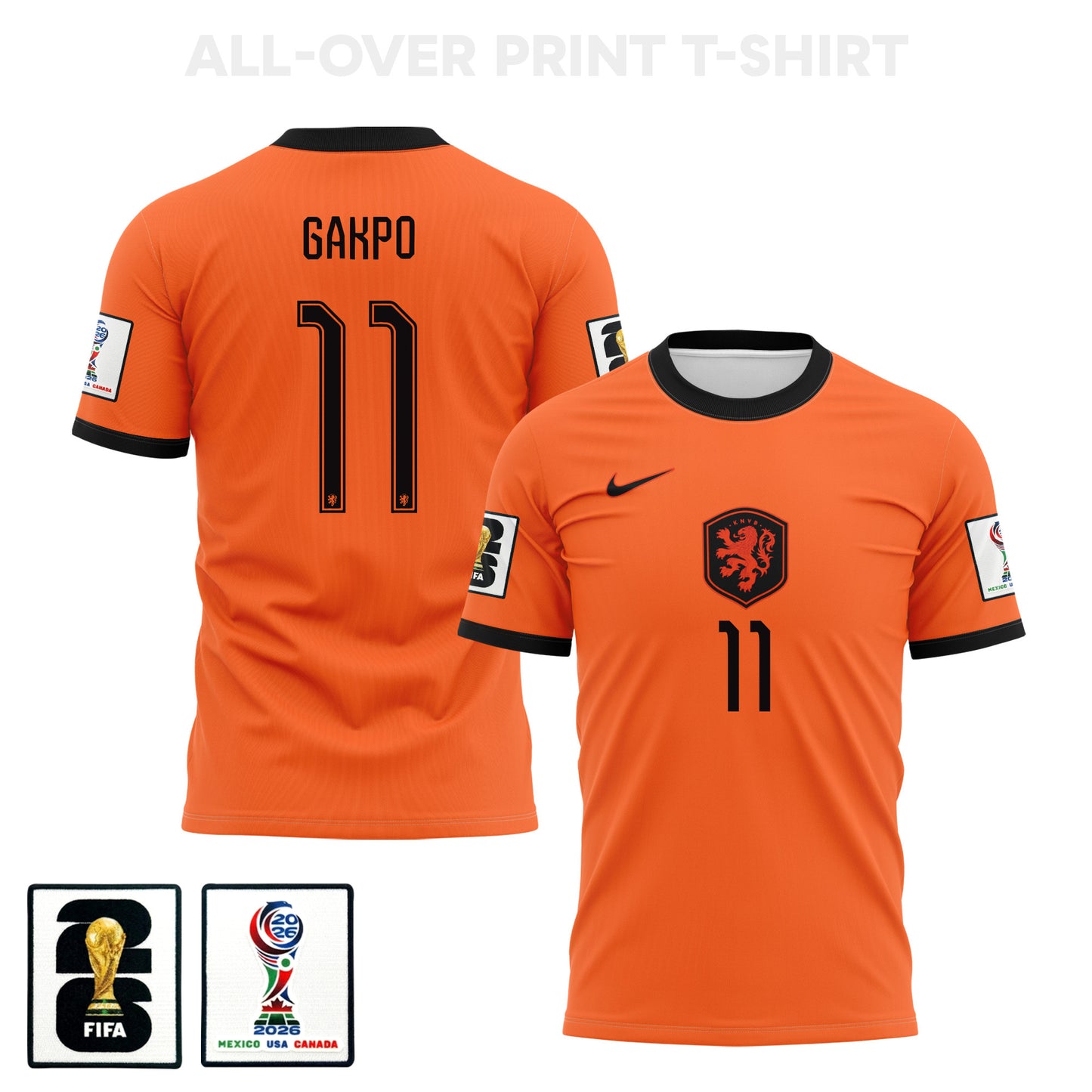 Cody Gakpo 11 Netherlands 2026 Home 3D T-Shirt Fully Printed – Unisex, Orange