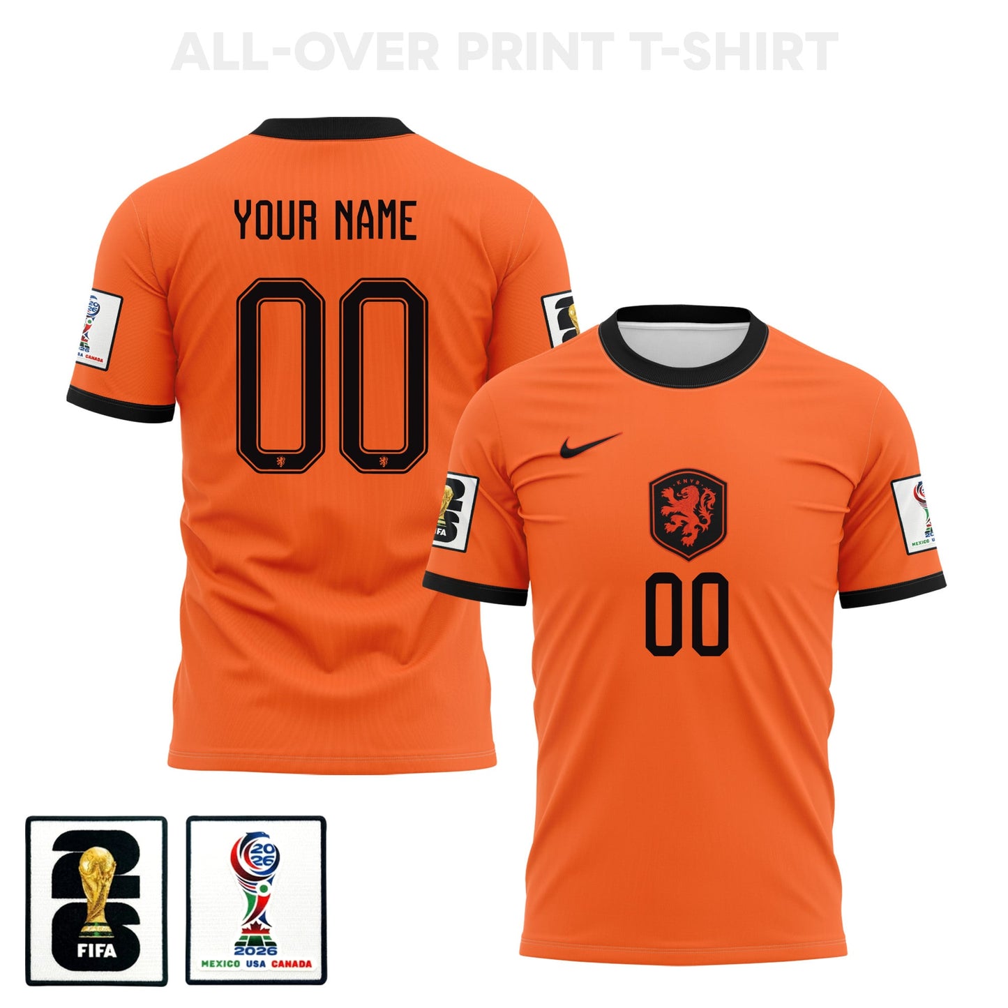 Netherlands 2026 Home 3D T-Shirt Fully Printed – Personalized – Unisex, Orange