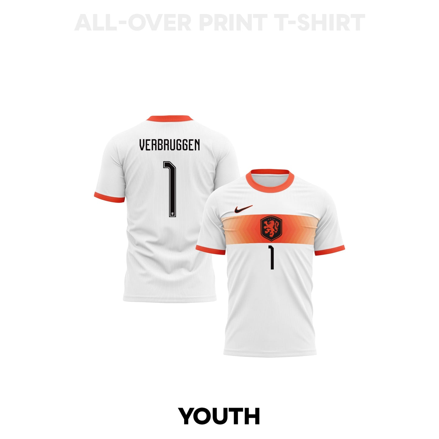 Bart Verbruggen 1 Youth Netherlands 2026 Away 3D T-shirt Fully Printed – White
