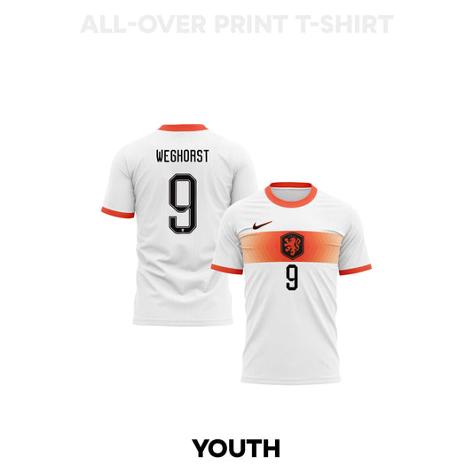 Wout Weghorst 9 Youth Netherlands 2026 Away 3D T-shirt Fully Printed – White