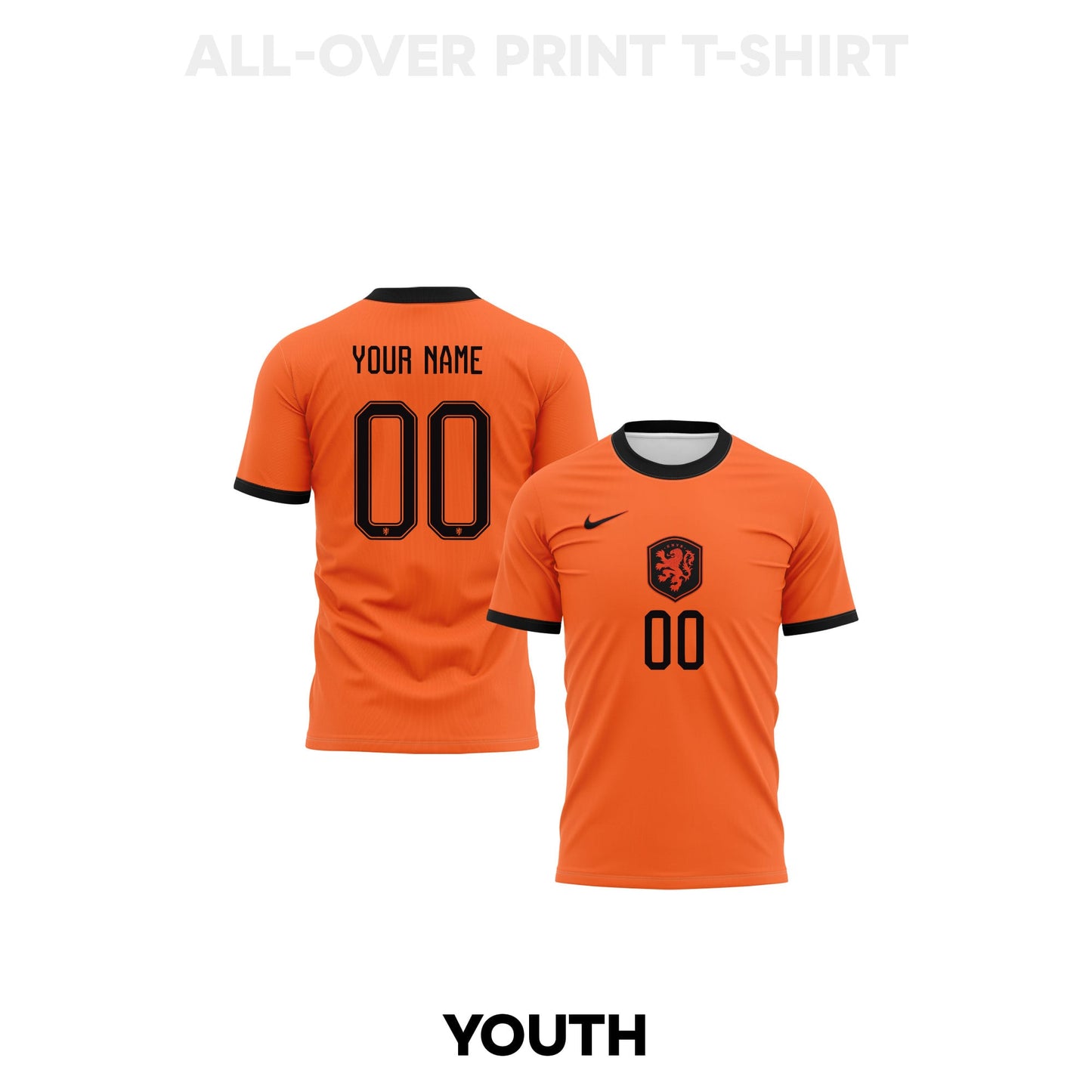 Netherlands 2026 Youth Home 3D T-shirt Fully Printed – Personalized – Orange