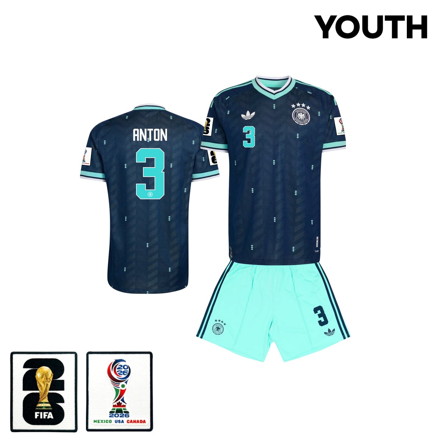 Waldemar Anton 3 Germany 2026 YOUTH Away Jersey & Shorts Set - Navy