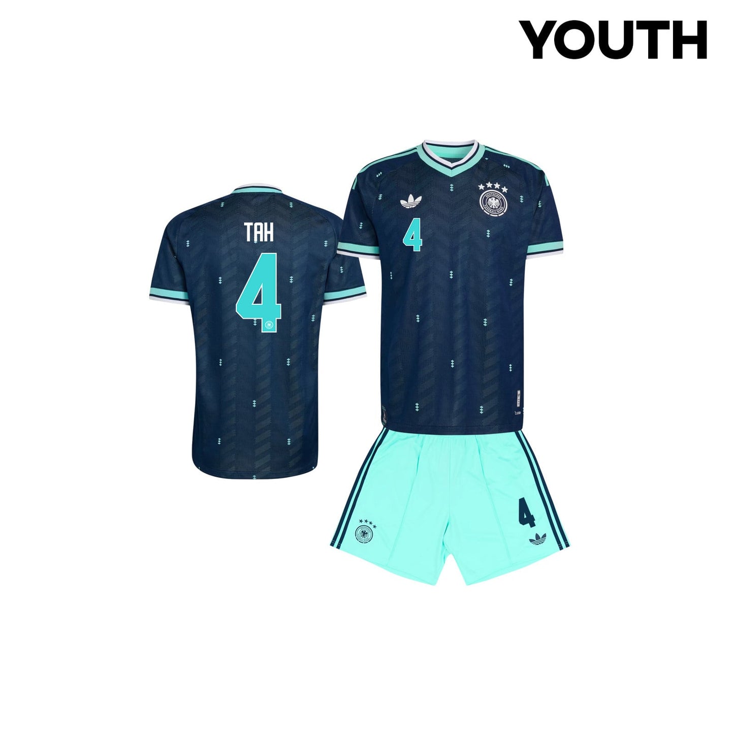 Jonathan Tah 4 Germany 2026 YOUTH Away Jersey & Shorts Set - Navy