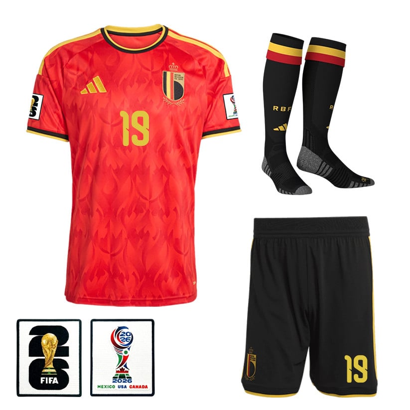 Romeo Vermant 19 Belgium 2026 Home Men Kit Set – Red/Black