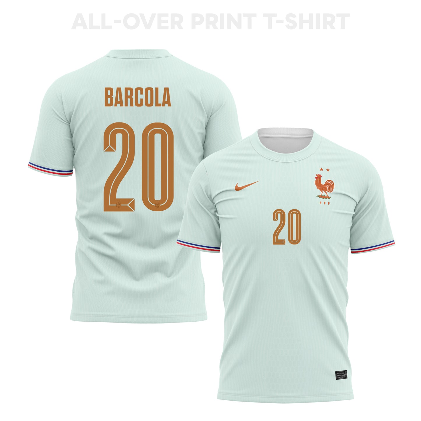 Bradley Barcola 20 France 2026 Away 3D T-Shirt Fully Printed – Unisex, Green