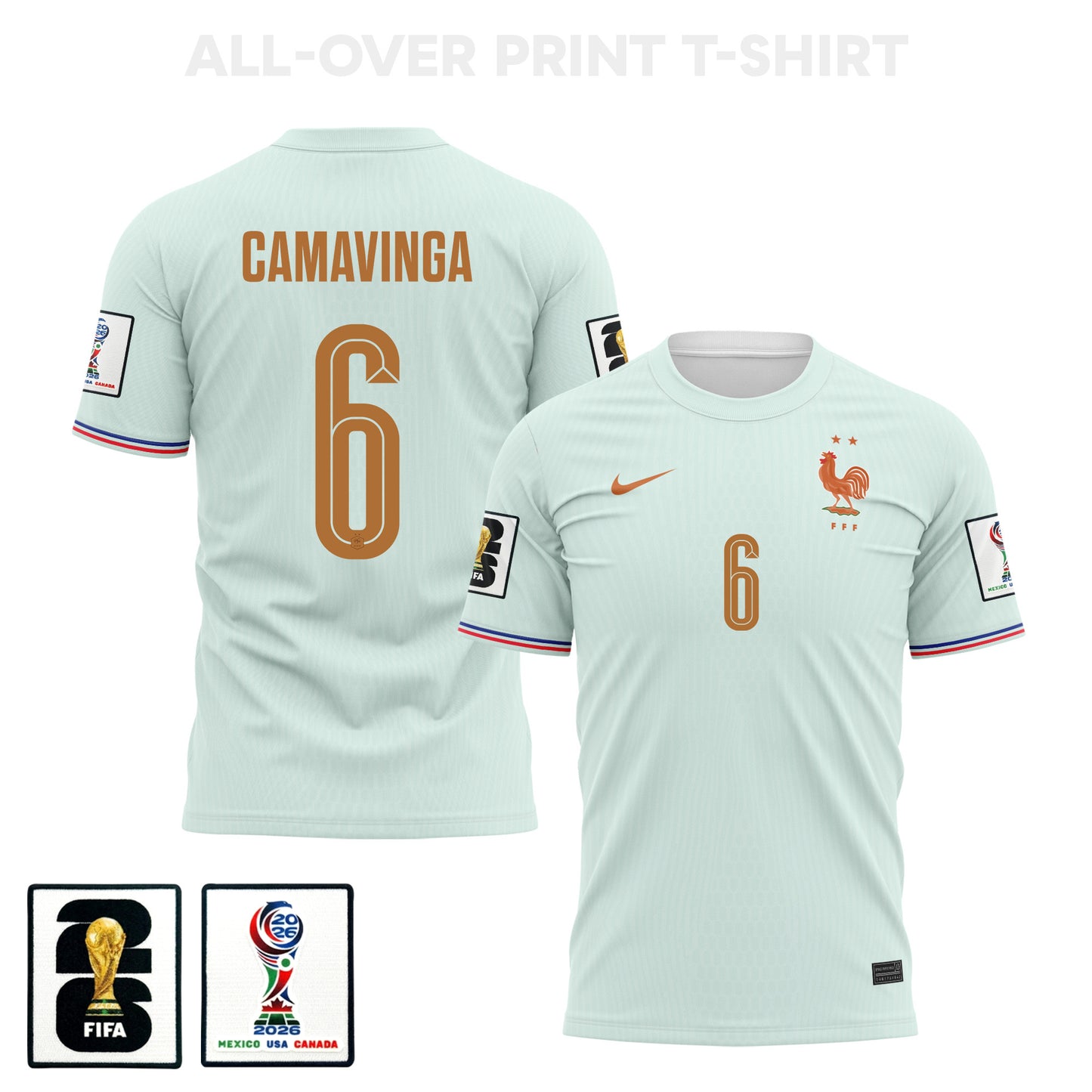 Eduardo Camavinga 6 France 2026 Away 3D T-Shirt Fully Printed – Unisex, Green
