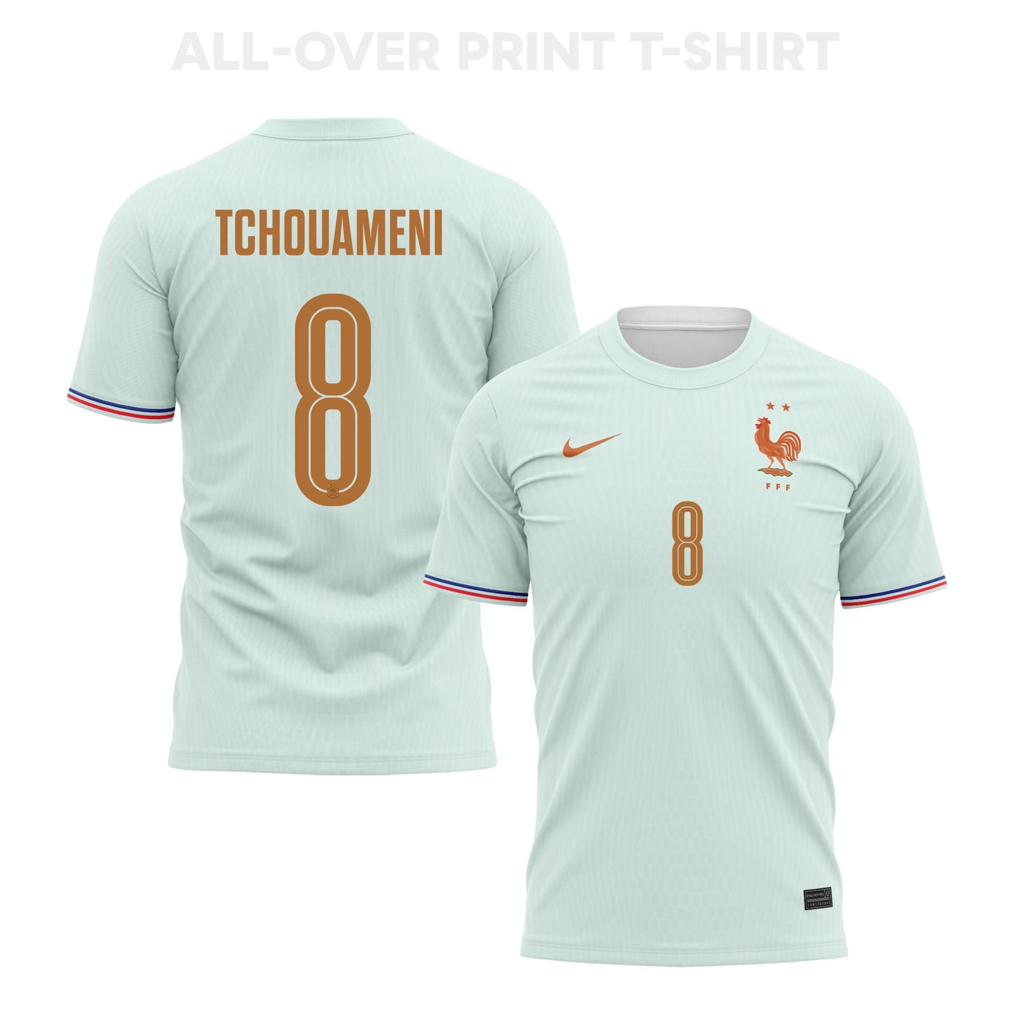 Aurélien Tchouaméni 8 France 2026 Away 3D T-Shirt Fully Printed – Unisex, Green