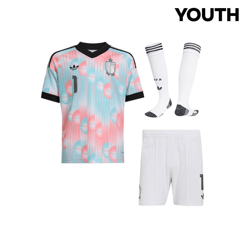 Thibaut Courtois 1 Belgium 2026 YOUTH Away Kit Set – Light Blue