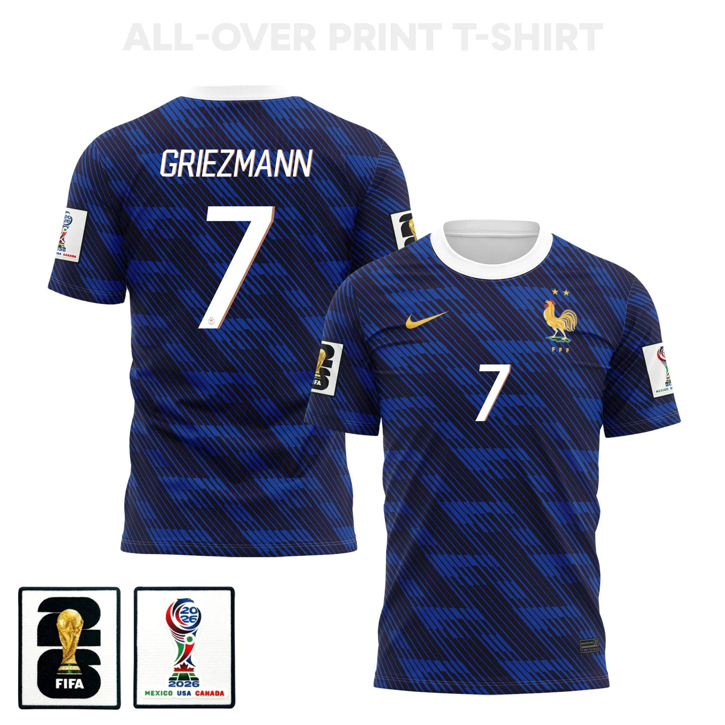 Antoine Griezmann 7 France 2026 Home 3D T-Shirt Fully Printed – Unisex, Blue