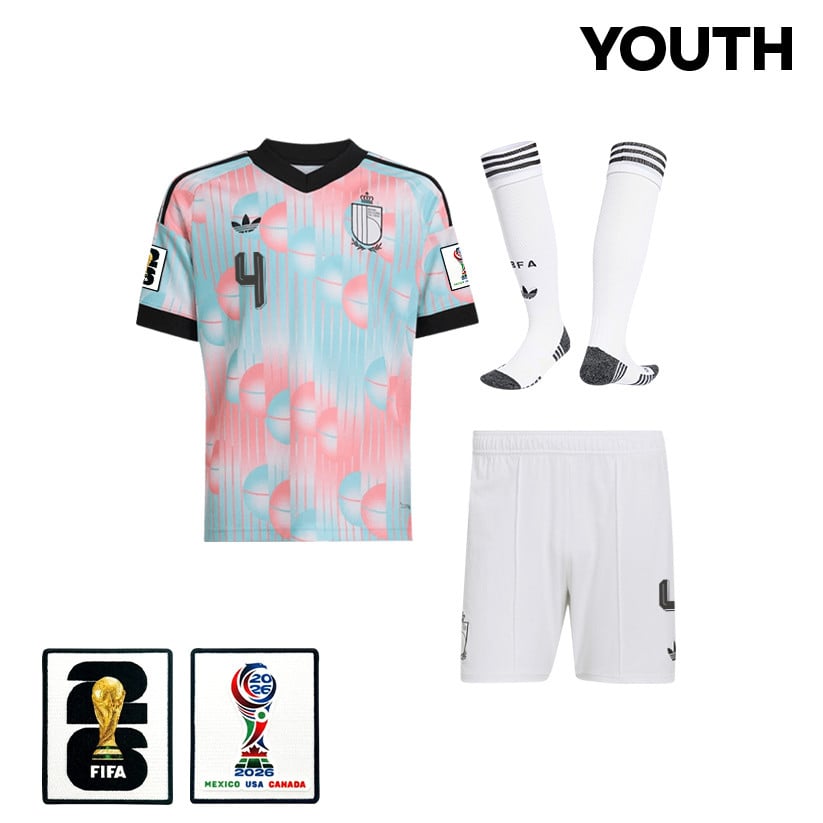 Brandon Mechele 4 Belgium 2026 YOUTH Away Kit Set – Light Blue