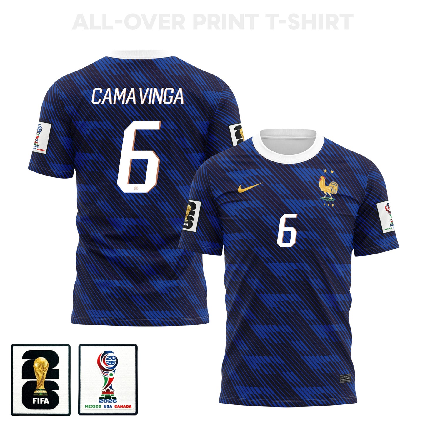 Eduardo Camavinga 6 France 2026 Home 3D T-Shirt Fully Printed – Unisex, Blue
